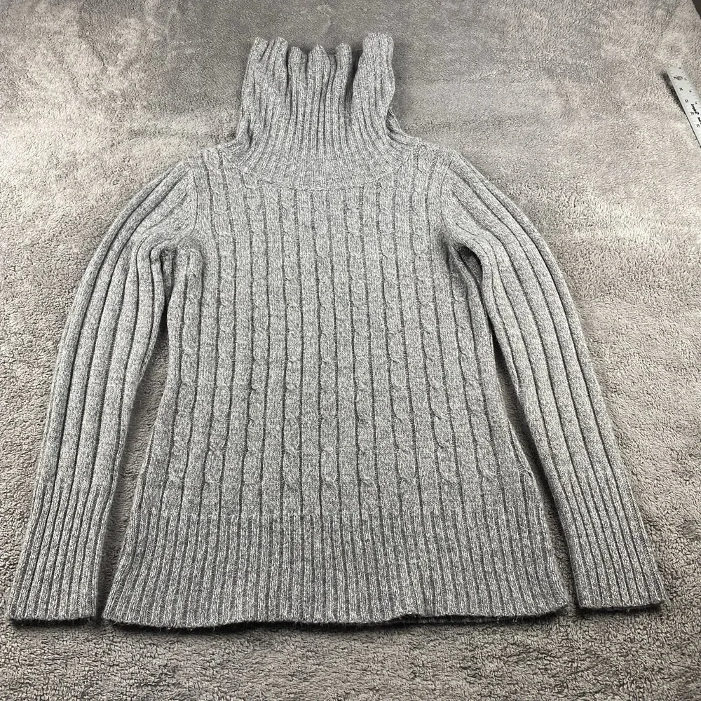 New York & Company Cable Knit Sweater‎ Womens Medium Gray Tunic High Nieck